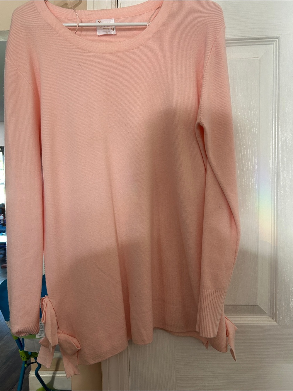 Siren Lily Light Pink Long Sleeve Knit Top with Side Ties